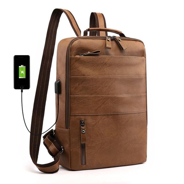 Men Anti Theft Laptop Backpack Vintage Travel Backpack Male computer backbags school Backpack boys Rugzak Sac A Dos Homme: Khaki 2