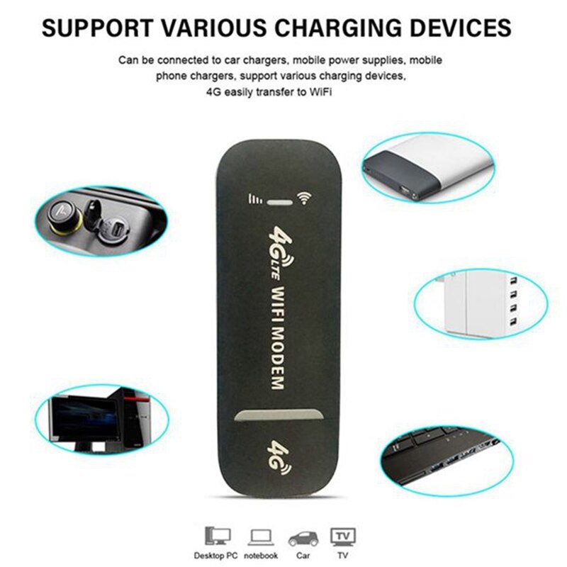 Módem USB 4G LTE, adaptador de red con WiFi, tarjeta SIM, punto de acceso, enrutador inalámbrico 4G para Win XP Vista 7/10, Mac 10,4
