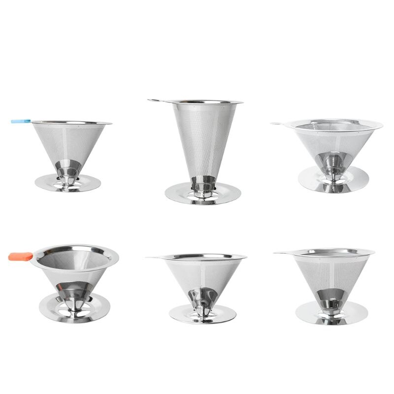 Reusable Coffee Filter Stainless Steel Cone Coffee Filter Baskets Mesh Strainer