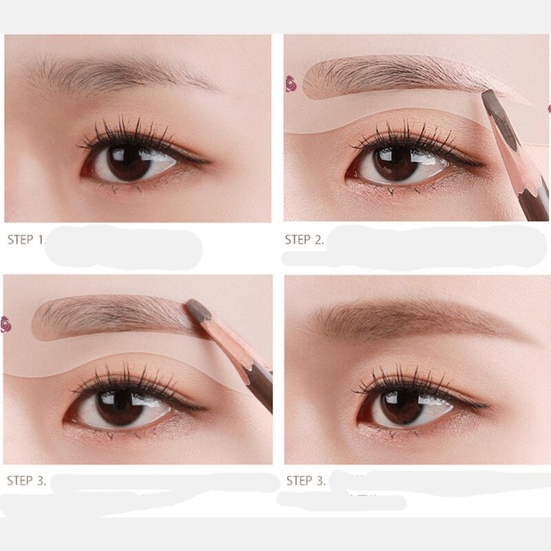 Plantilla reutilizable para cejas, regla para cejas, plantillas para flechas, herramientas de maquillaje, dibujo, Estilismo, forma de tarjeta de plantilla