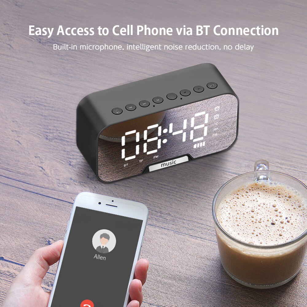 BT Musik Alarm Uhren Spiegel FM Radio LED Digital Uhr 2 Alarm Schlummern 24H Elektronische Uhr Dimmen Tisch Telefon stehen USB Uhren