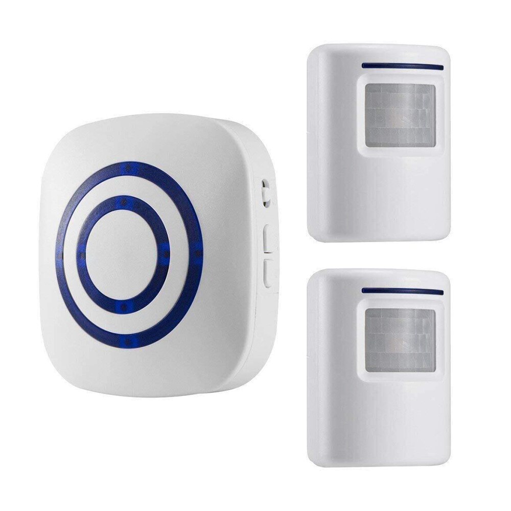 1 Set EU/US Plug Smart Door Bell Motion Sensor Wireless Doorbell Alert Secure System Alarm Doorbell 38 Chimes Door Ring Receiver: 2xSensors 1xReceiver / US plug