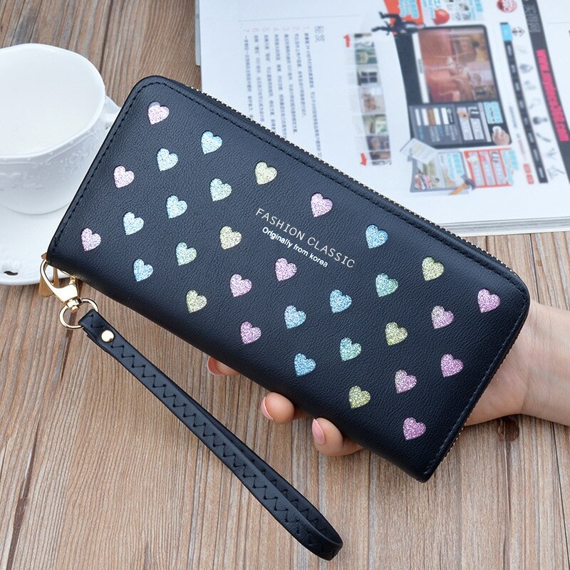 Luxury Wallet Women Cat Cartoon Wallet Female Card Holder Casual Zip Ladies Clutch PU Leather Coin Purse: B