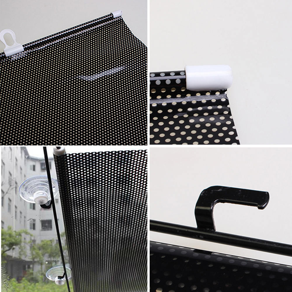 Sort bil auto vindue rullegardin solskærm forrude solskærm visir 58 x125cm bil automatisk vikling solskærm