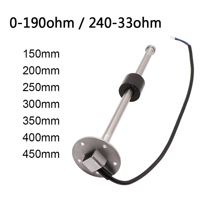 Drivstoffnivåsensor med 150 200 250 300 350 450 mm til bilbåt drivstoffmåler 0 ~ 190 ohm  / 240 ~ 33 ohm målere