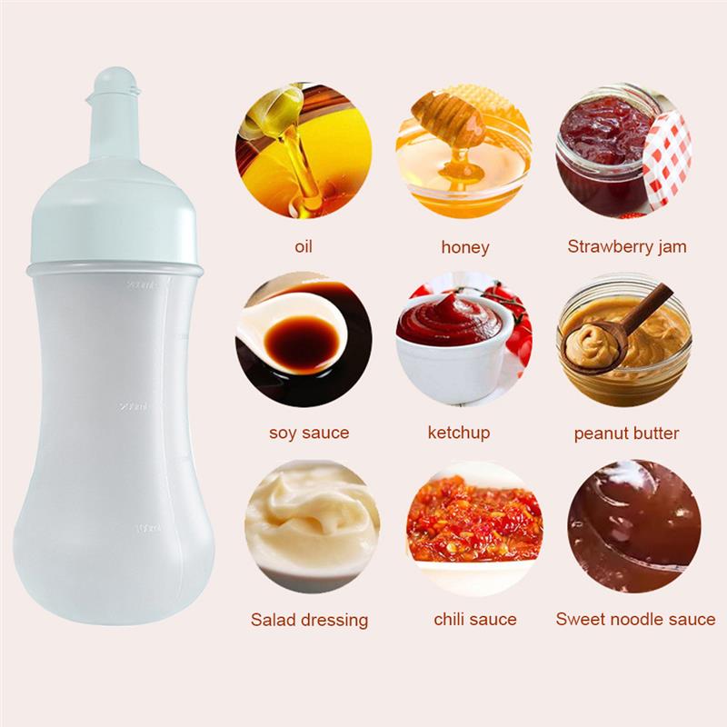 Sauce Bottle 350ML Squeezing Jam Condiment Dispenser Plastic Empty Kitchen Cooking Salad Bottle Kitchen Tools