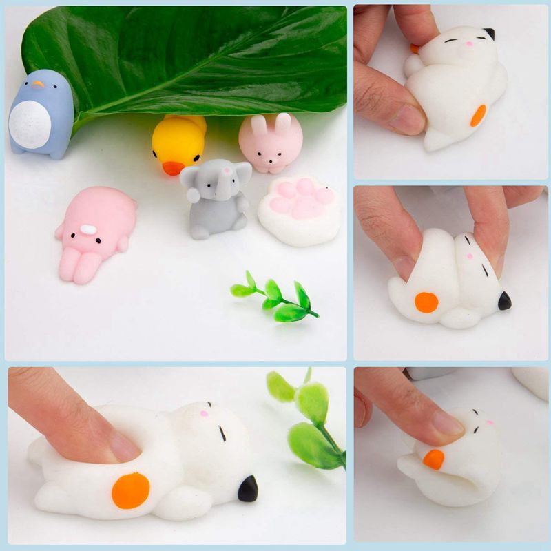 Random 30 Pcs Cute Animal Mochi Squishy, Kawaii Mini Soft Squeeze Toy,Fidget Hand Toy for Kids ,Stress Relief,Decoration,