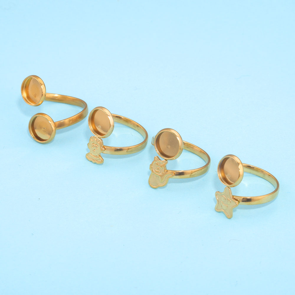 10 stks Verstelbare Blank Ring Base Fit Dia 8mm Leuke Ring Instelling Voor Glas Cabochons Bezels Cameo Lade Diy Sieraden Maken Ring