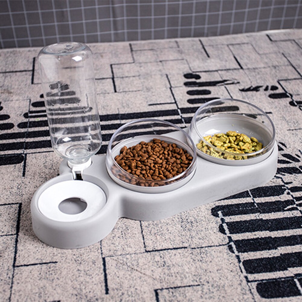 Automatische voerbak voor honden en katten, voerbak met waterdispenser, dubbele drinkbak, verhoogde staande kom, kommen met dierenbenodigdheden
