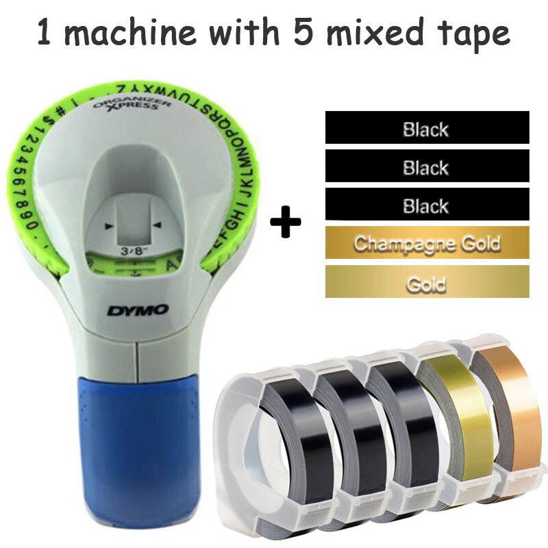 Combination of Machine and Ribbon Dymo 12965 Manual Label Maker Diy Embossing Label Printers for 9mm 3D Embossing Label Tapes: 12965 -I