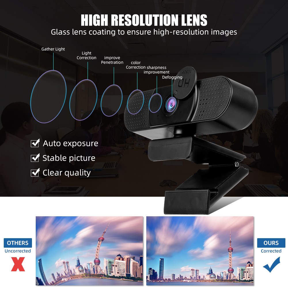 1080P Webcam Conference PC Webcam Autofocus USB Web Camera Laptop Desktop For Office Meeting Home With Mic 1080P HD Web Cam