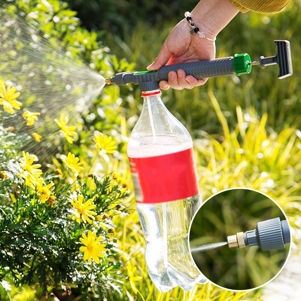 1 stk husholdnings højtryks luftpumpe manuel sprøjte have justerbar trolley pistol dyse vanding spray sprøjte hoved med led