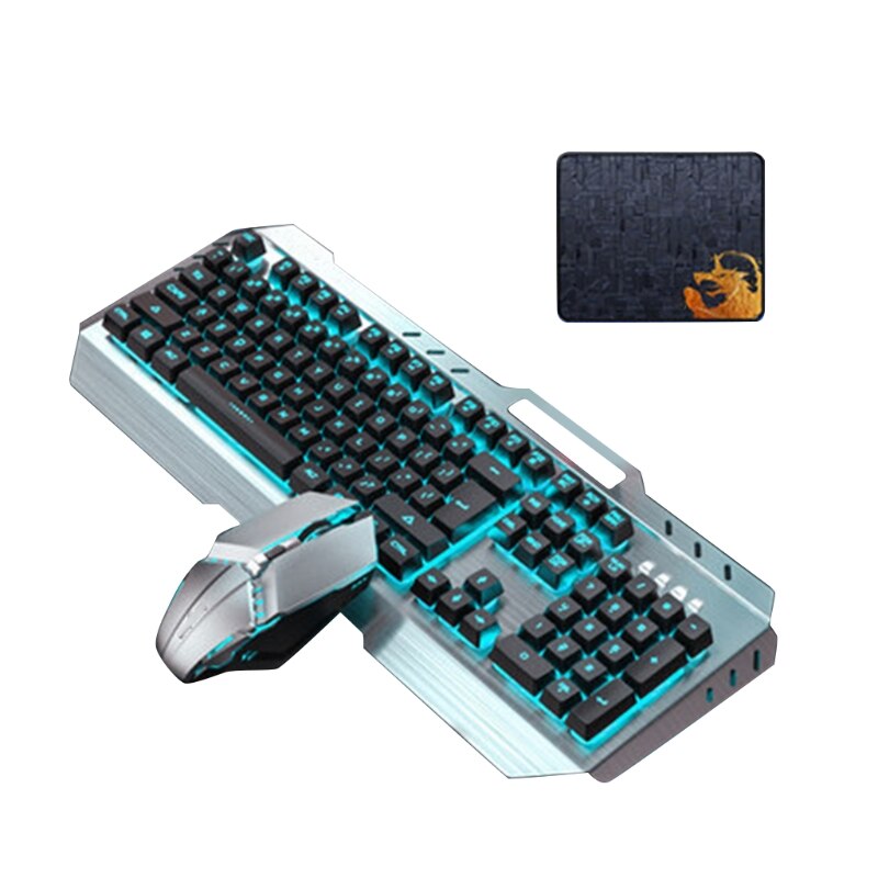 Gaming Keyboard Mouse Set Backlight Wired USB Ergonomic Mechanical Feel Gamer RGB Keyboard 104Keys for Tablet Desktop: 4