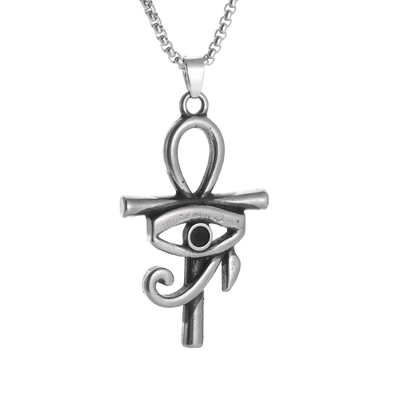 Colgante de Ojo Triangular de Horus con cadena de acero inoxidable, collar de Ojo de Dios, accesorios de joyería urbana a la para hombre: Chapado en platino