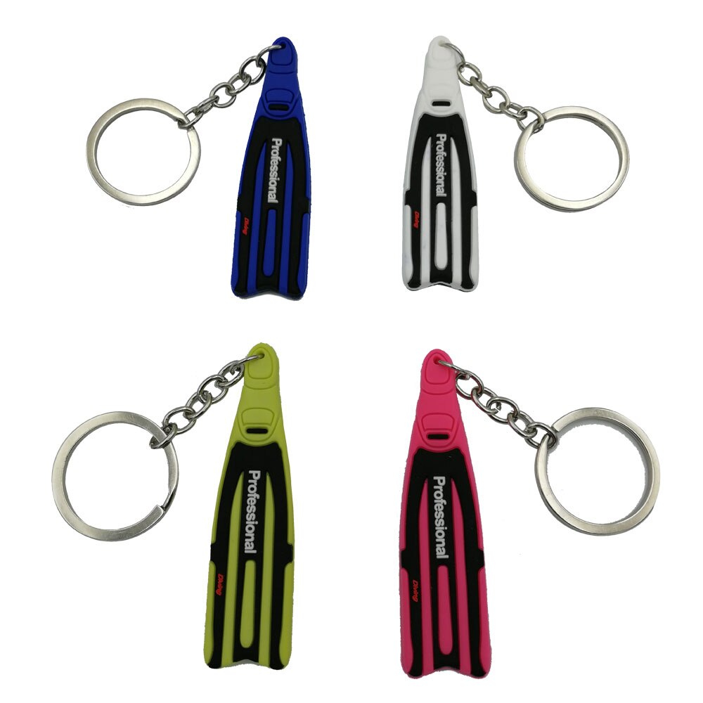 Llavero con forma de aleta de buceo, minillavero de 4 colores para buceador, natación,