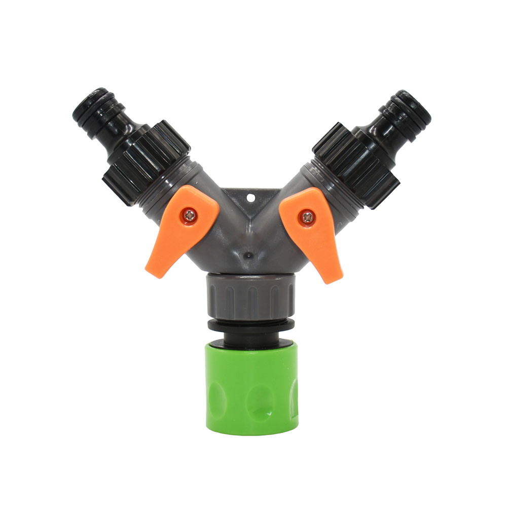 2-way Garden tap water splitter Female 1/2 3/4 garden hose Y splitter watering adjustable switch 1pcs
