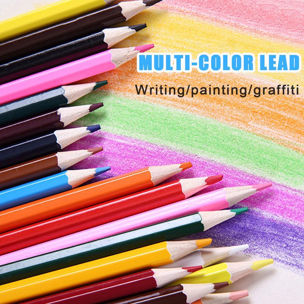 Lápiz de madera de colores Kawaii para niños, grafiti de madera para dibujar, suministros de pintura de arcoíris para la escuela, 12/24 colores