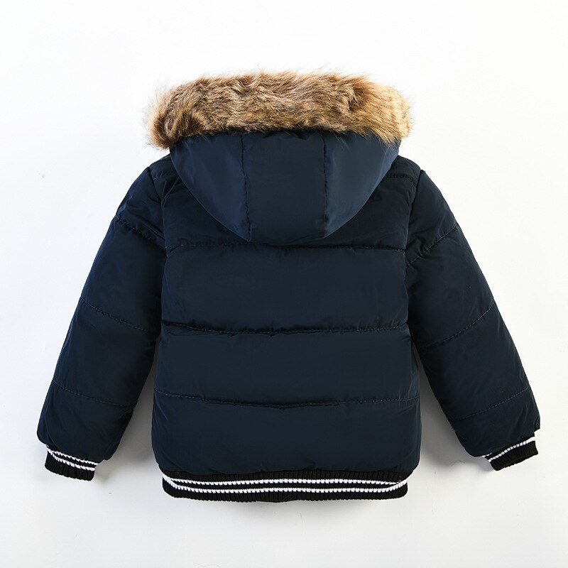 Thick Keeping Warm Winter Boys Jacket Fur collar Letter Hooded Windbreaker Outerwear For Kids Children Heavy Coats