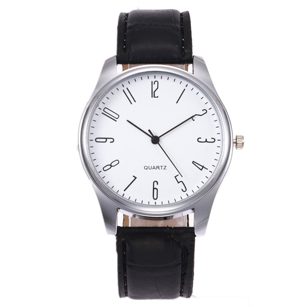 Mode Eenvoud Heren Horloges Heren Eenvoudige Zakelijke Mode Lederen Quartz Horloge Ronde Case Business Horloge: A