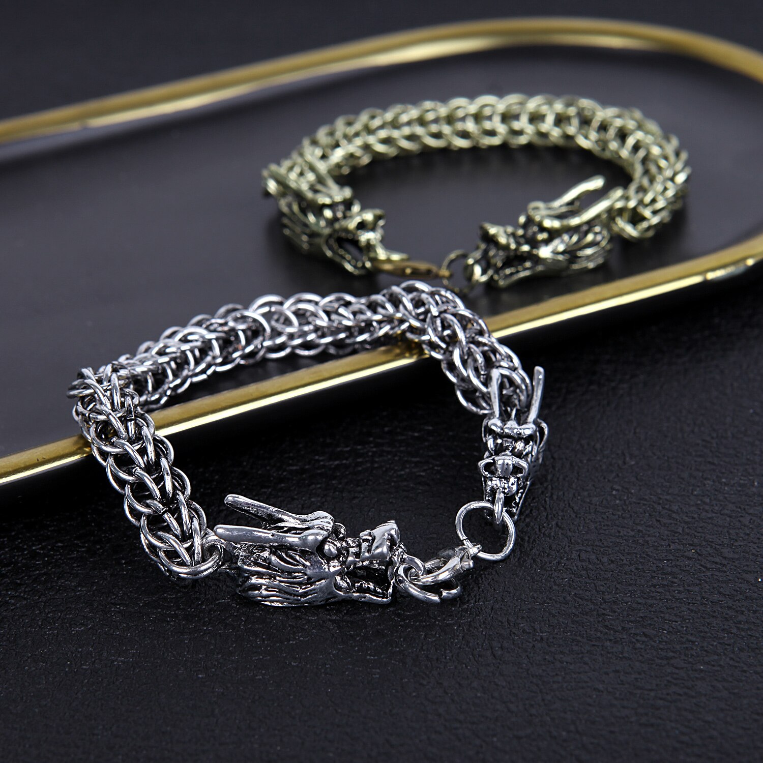 Jahrgang Edelstahl Drachen Armbänder Für Männer Schlange Kette Männlichen Armbinde Armreifen Kühlen Punk Hüfte hüpfen Schmuck