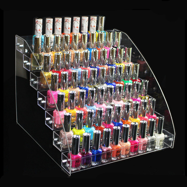 Organisateur acrylique transparent, 2 3 4 5 6 7 couches, maquillage cosmétique rouge à lèvres bijoux présentoir porte-vernis à ongles, boîte de maquillage: 7 Tiers