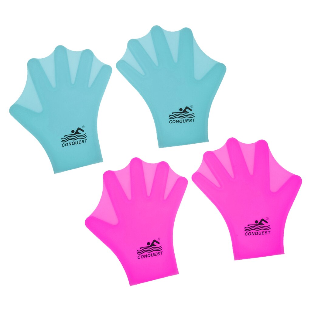 2 Pairs Water Gear Silicone Force Web Gloves Swimming Hand Aqua Training