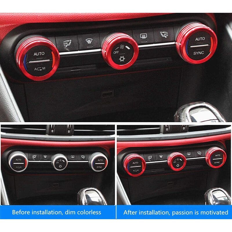 Ajuste para Alfa Romeo Giulia Stelvio , accesorios interiores para el coche, ajuste Interior, cubierta de la perilla del aire acondicionado