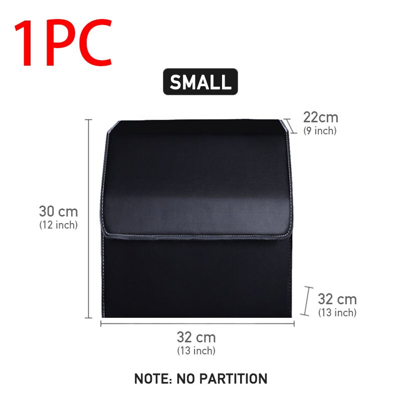 Caja de almacenamiento de maletero de coche, organizador de cuero resistente al agua, multiusos, desmontable, portátil, para todos los coches: Black S