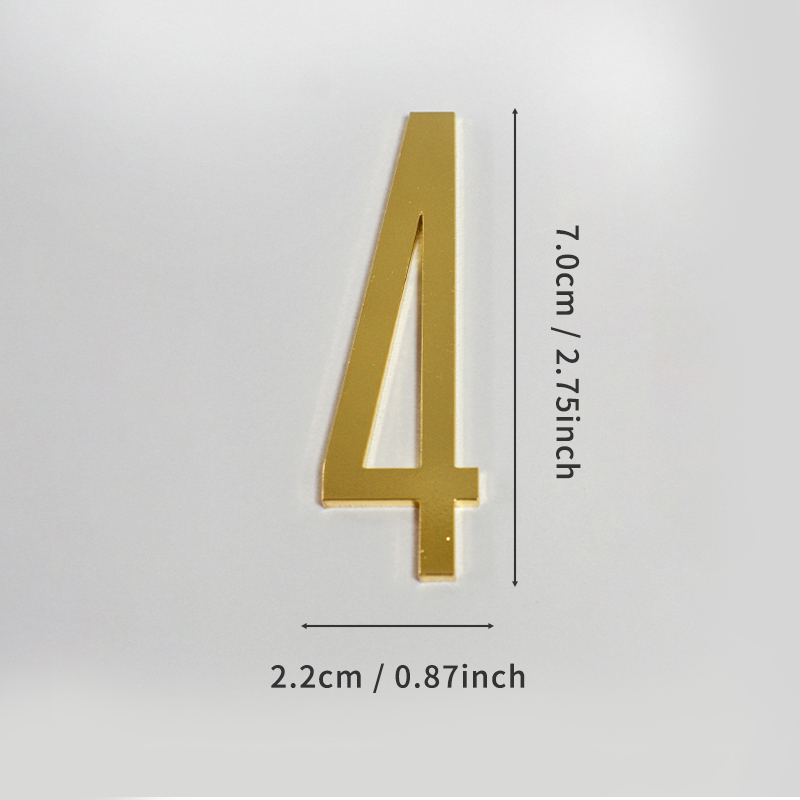 Gouden deurnummer met magneten 7 cm metalen huisnummer appartement deurnummer voor buiten hotel thuis brievenbuslabel: Champagne