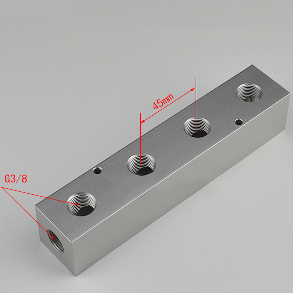 BSP-Bloque de colector de aire de aluminio sólido, compresor de aire neumático, divisor cuadrado de 3/8 pulgadas, 35x35mm, 2, 3, 4, 5, 6, 7, 8, 10, 12 vías: Verde claro
