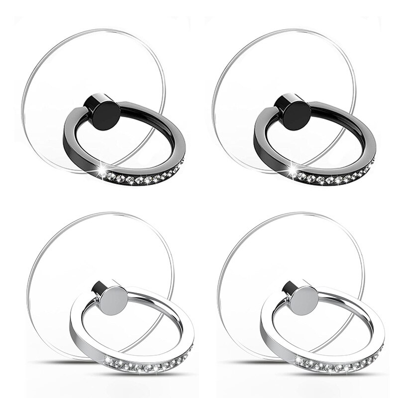 Diamentowy uchwyt na telefon komórkowy stojak przezroczysty uchwyt na palce wyczyść 360 ° stopni obrót Kickstand kompatybilny iphone: 2 silver 2black