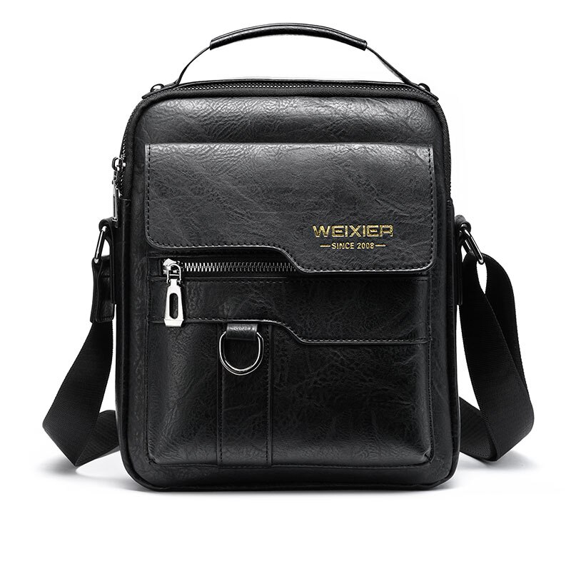 Men Crossbody Bag Shoulder Bags Multi-function Men Handbags Large Capacity Split Leather Bag For Man Messenger Bags Tote Bag: BLACK