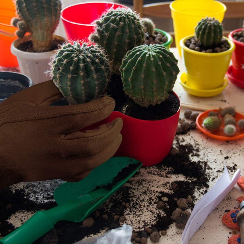 Rose Pruning Gloves for Men and Women Extra Long Breathable Goatskin Leather Thorn Proof Gardening Gauntlet Gloves-XL