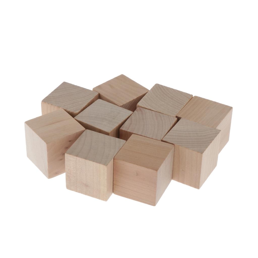 5Cm Houten Kubussen, 10Pcs Onvoltooide Vierkante Houten Blokken Voor Kinderen Wiskunde Onderwijs, Ambachten & Diy Projecten