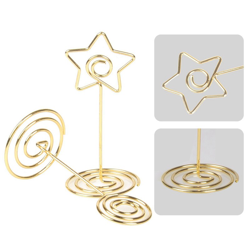 Place Card Holder Gold Table Number Stand Wire Photo Holder Clips Picture ID Card Paper Note Memo Holder Clips for Wedding Par