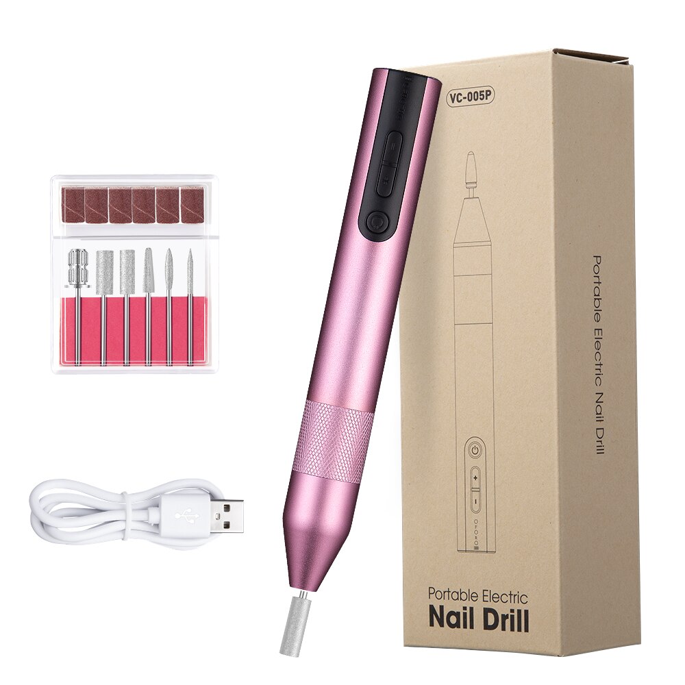 YBLNTEK – perceuse à ongles électrique professionnelle, 20000 RPM, Machine de manucure, charge USB, lime à ongles, polissage, outils de pédicure: Rose