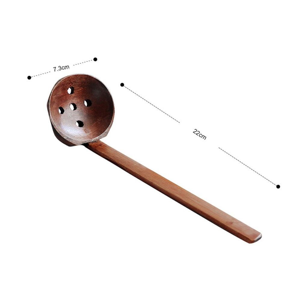 Japanse Stijl Lange Steel Houten Lepel Pot Vergiet Servies Keuken Koken Duurzaam Lepel Ramen Pot Filter Lepel: 01