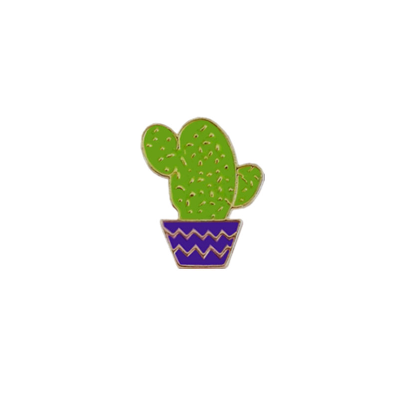 1 PCS Flower Pots of Cactus Brooch Badge Plants Metal Pin Badge Icons for Backpack Clothes Badges: 1