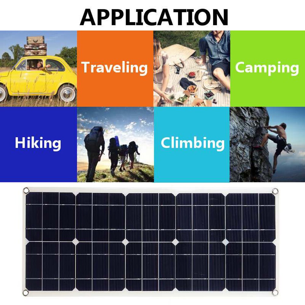 Solar Panel 50W 5V/18V Semi-flexible Monocrystalline Solar Cell DIY Module Cable Outdoor Connector Battery Charger Waterproof