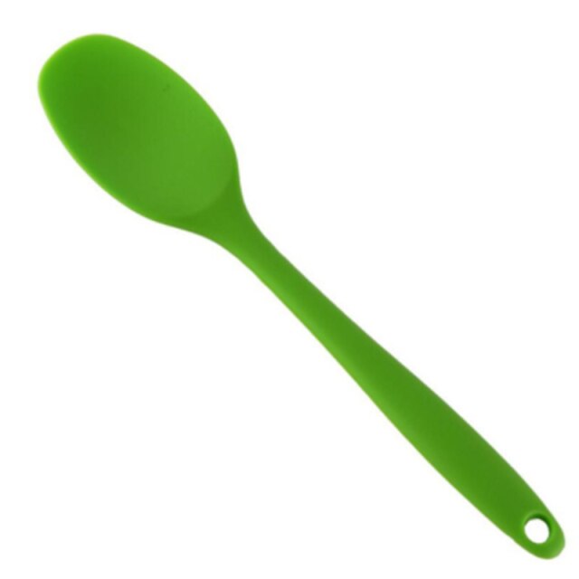 Cake Boter Spatel Siliconen Lepel Mengen Lepel Lange Steel Kookgerei Servies Keuken Soep Lepels Mixer Koken Gereedschap: green