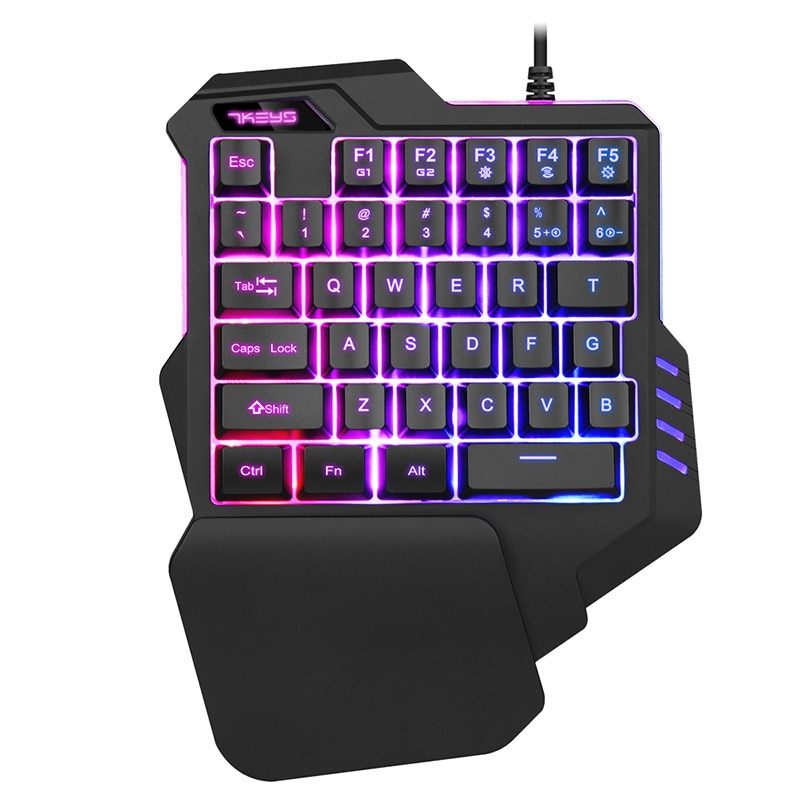 LED Backlit One-Hand Mechanical Gaming Keyboard Universal Laptop Wired USB Gaming LED Backlit Home 35-Key Office Keyboard