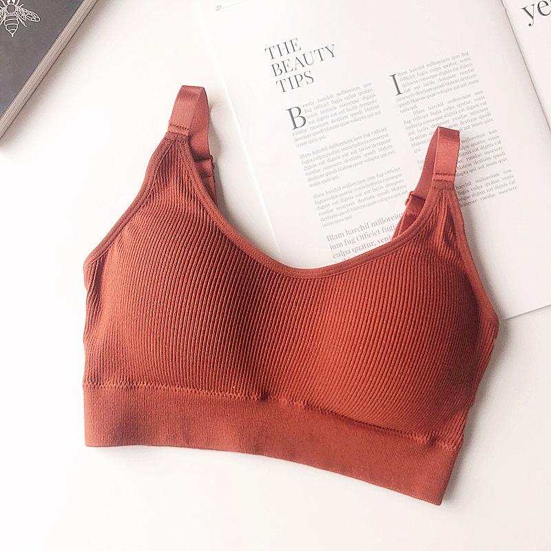 Ropa interior deportiva para mujer, lencería sin anillo de acero, sujetador de tubo envuelto en el pecho, belleza, sección delgada en la espalda: Rojo