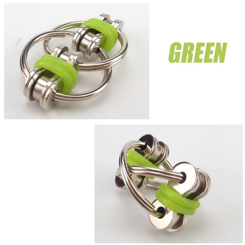 Metalen Puzzel Keten Fidget Speelgoed Voor Autisme Ketting Fidget Speelgoed Set Stress Verlichten Adhd Top Hand Spinner Sleutelhanger zintuiglijke Speelgoed: green