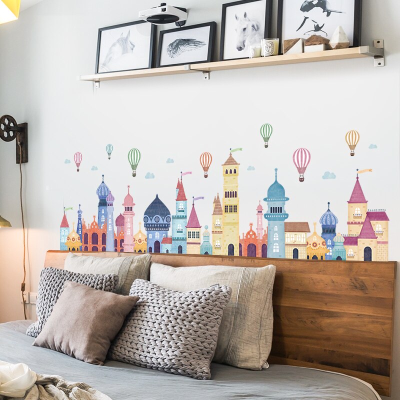 Abnehmbare nordisch Karikatur Schloss Zauberstab Aufkleber für freundlicher zimmer Kindergarten Kindergarten Zauberstab Abziehbilder Selbst-Klebstoff Vinyl PVC Zauberstab Wandmalereien