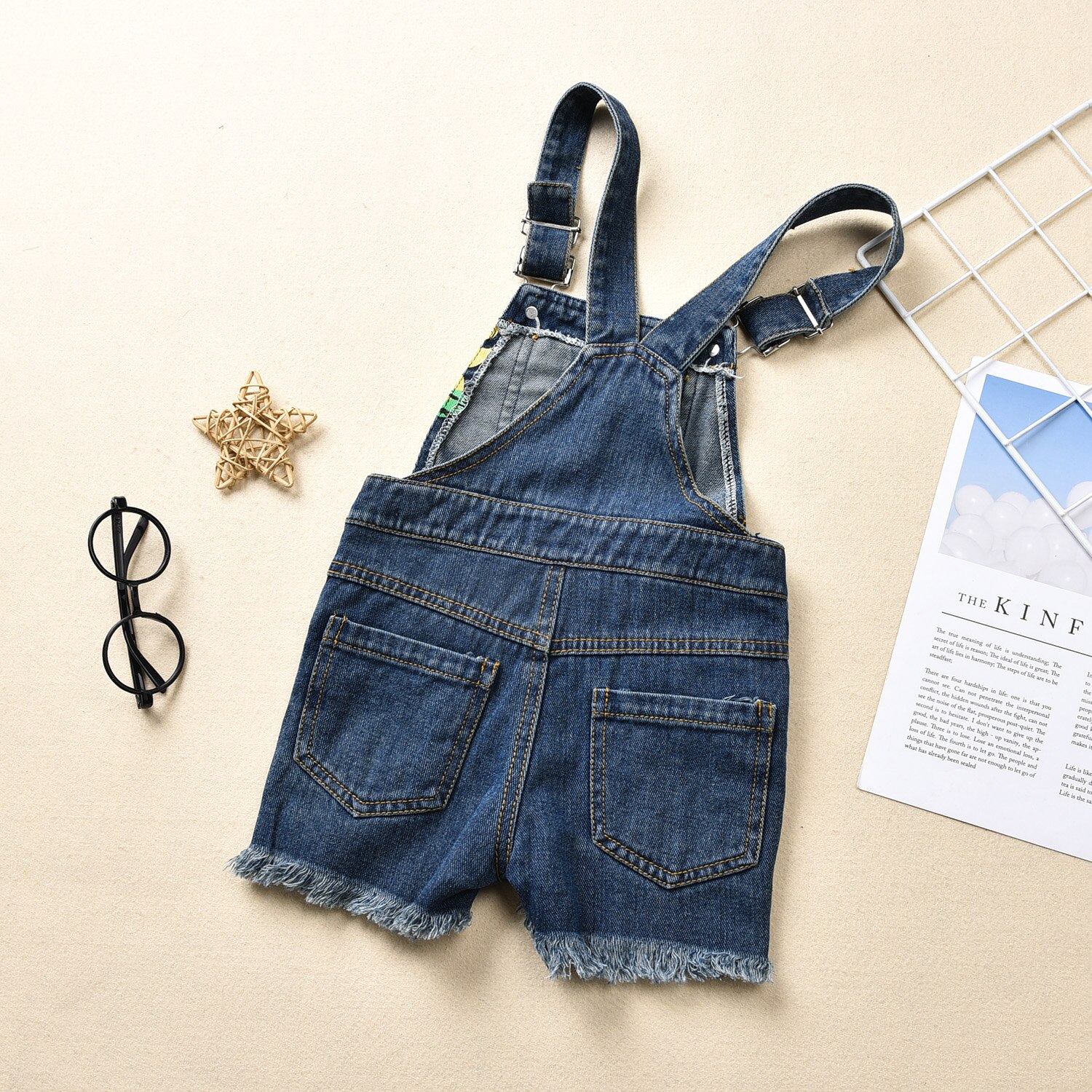 6m-3 år barn bebis flicka solros denim playsuit outfits sommar barn overall one-piece kläder