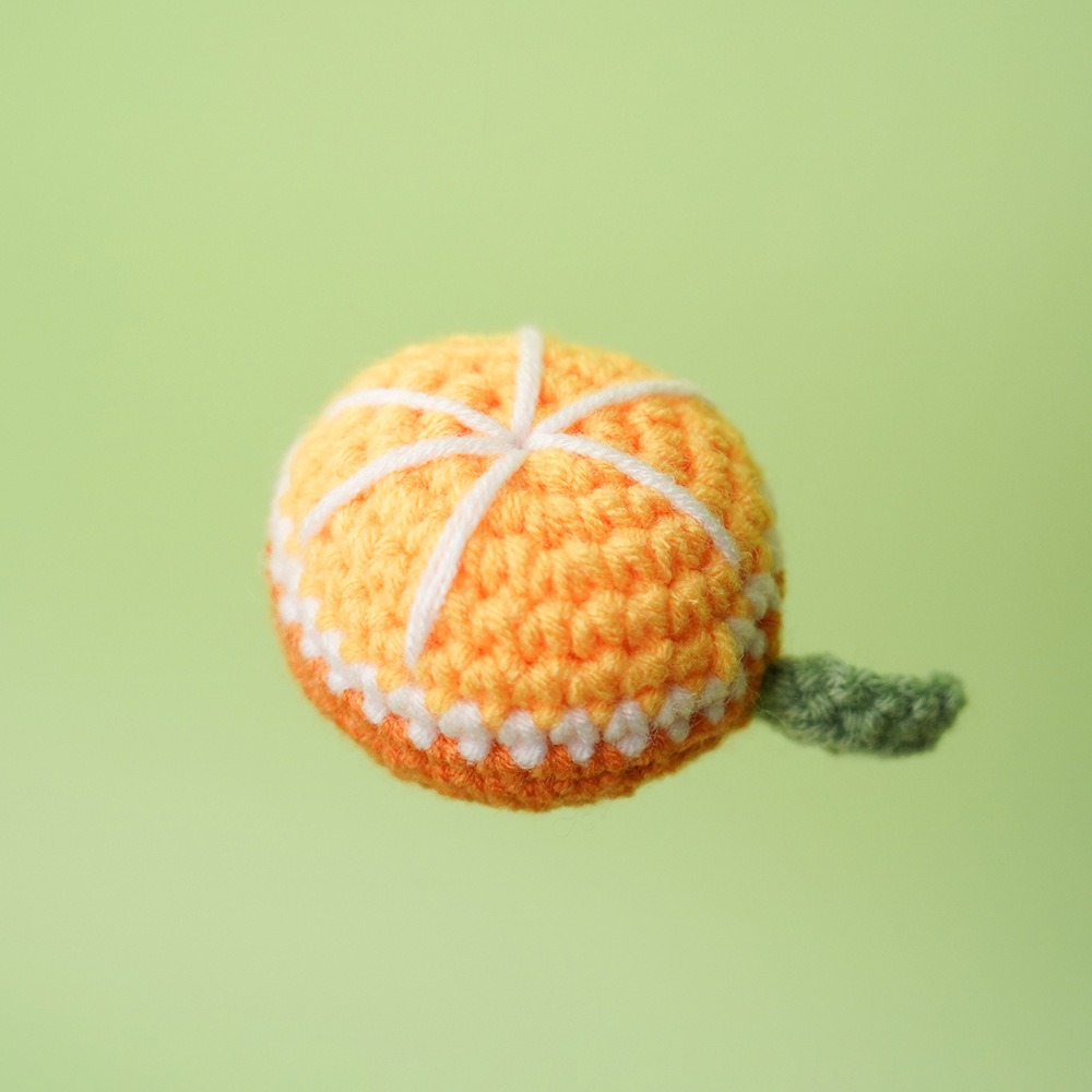 Lindo dibujo de lana fruta linda girasol naranja tejido a mano fresa lana Crochet fresa tejida fruta ornamento