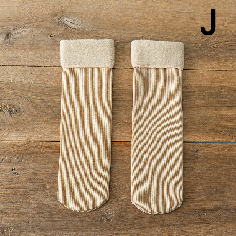 Calcetines térmicos gruesos de felpa para hombre y mujer, medias de terciopelo de Color sólido, para la nieve, para Otoño e Invierno: J