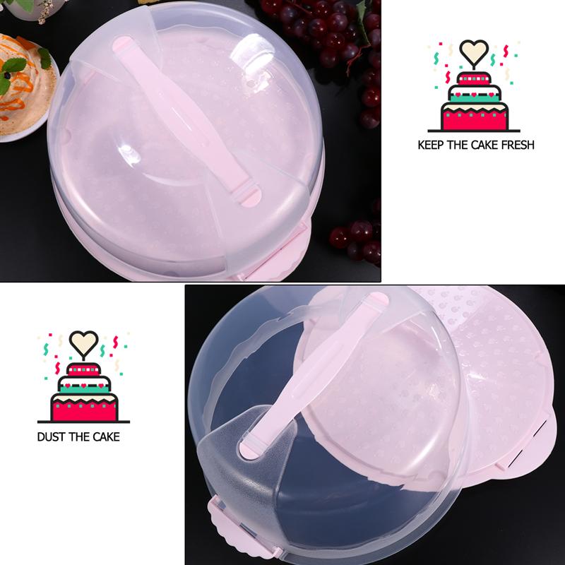 8 Inches Cake Box Portable Handheld Cake Packaging Food Storage Case Fresh Keeping Container With Lid Portable Cake Box (Pink)