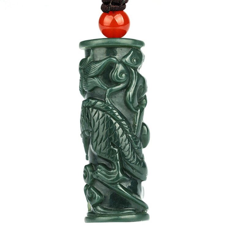 Natural Hetian Jade Dragon pillar Jade Pendant Jewelry Lucky Exorcise evil spirits Auspiciou Amulet Fine Jewelry Jade Pendant