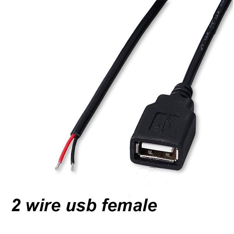 Micro USB hembra Jack 4 pines 2 pines macho hembra fuente de alimentación línea de datos Cable de carga conector de cable de extensión Q1: Rojo / 1 mes